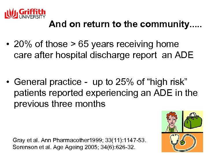 And on return to the community. . . • 20% of those > 65