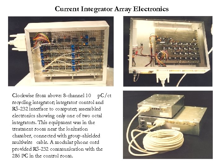 Current Integrator Array Electronics Clockwise from above: 8 -channel 10 p. C/ct recycling integrator;