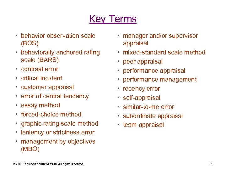 Key Terms • behavior observation scale (BOS) • behaviorally anchored rating scale (BARS) •