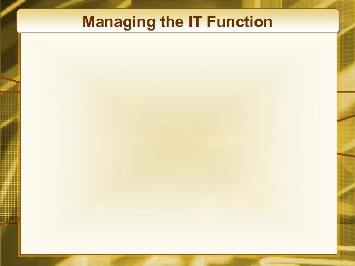 Managing the IT Function 