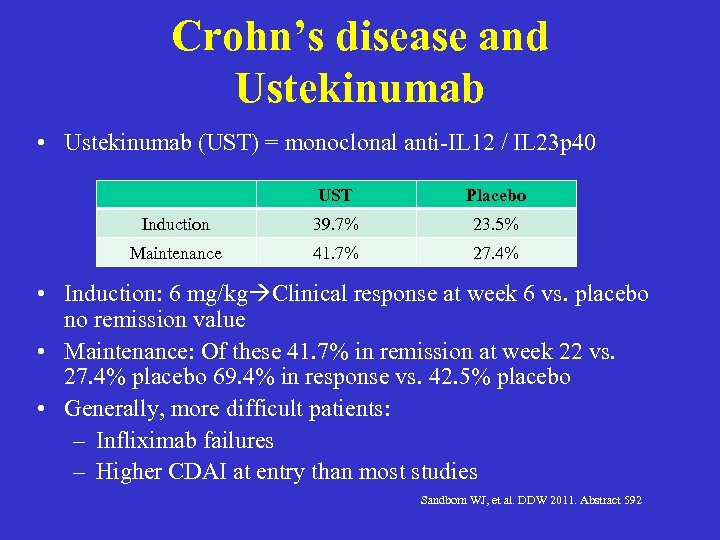 Crohn’s disease and Ustekinumab • Ustekinumab (UST) = monoclonal anti-IL 12 / IL 23