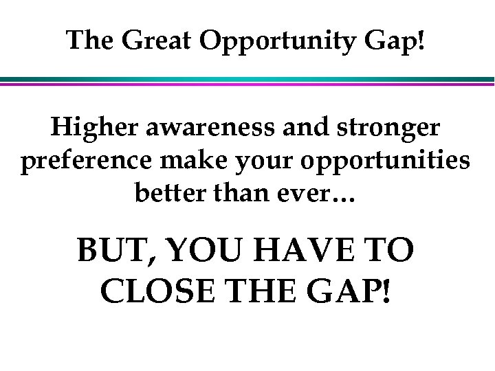 The Great Opportunity Gap! Higher awareness and stronger preference make your opportunities better than