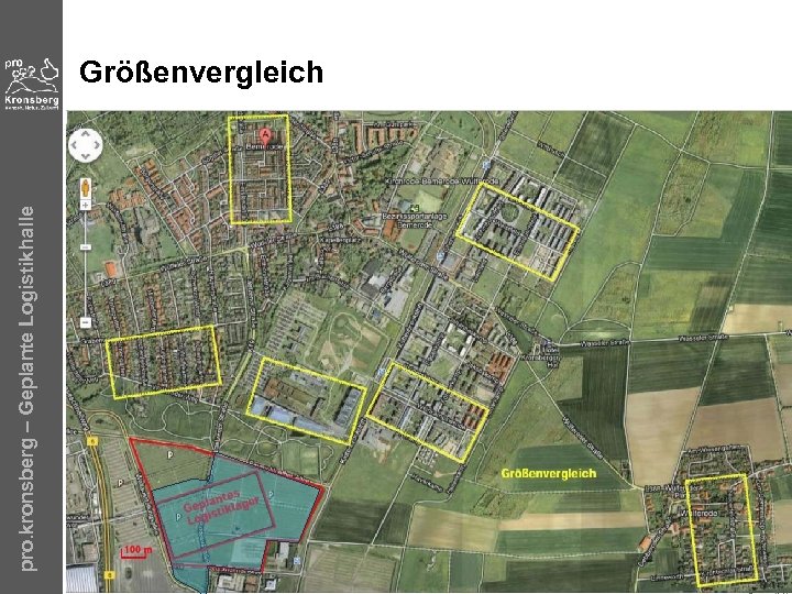 pro. kronsberg – Geplante Logistikhalle Größenvergleich 