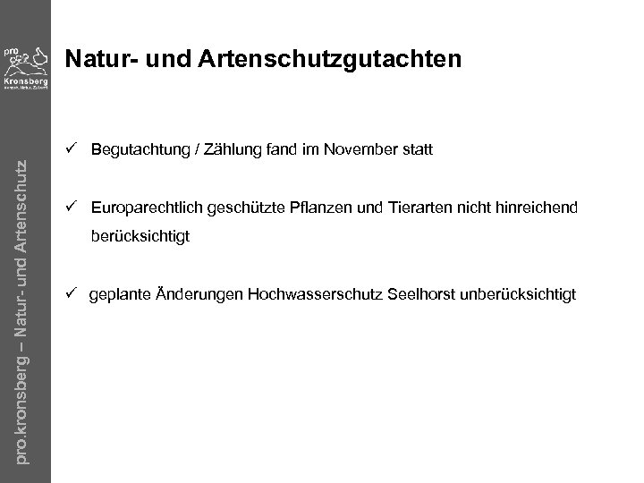 Natur- und Artenschutzgutachten pro. kronsberg – Natur- und Artenschutz ü Begutachtung / Zählung fand