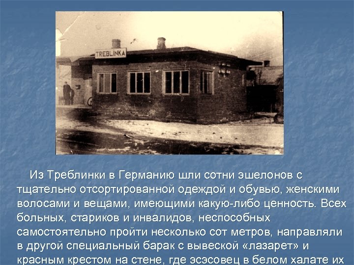  Из Треблинки в Германию шли сотни эшелонов с тщательно отсортированной одеждой и обувью,