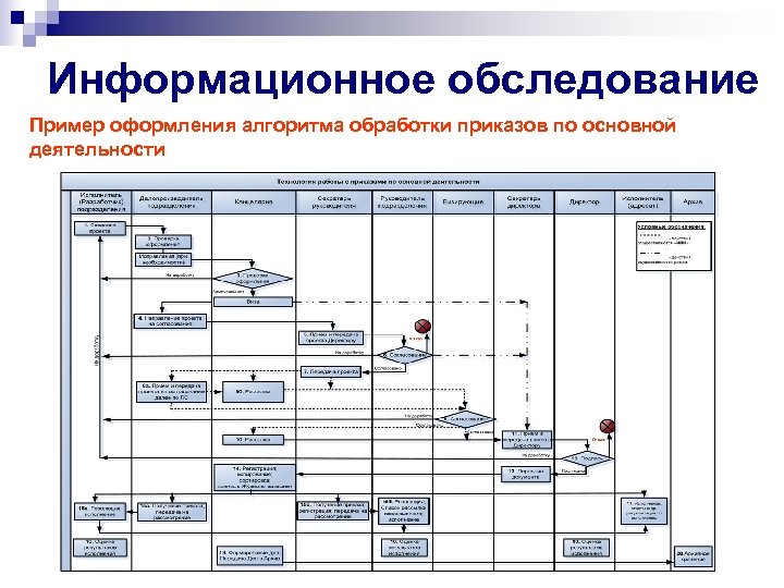 Информационное обследование Пример оформления алгоритма обработки приказов по основной деятельности 