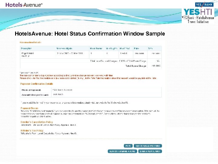Hotels. Avenue: Hotel Status Confirmation Window Sample 
