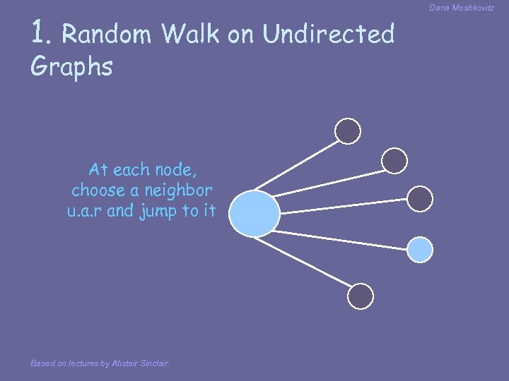 1. Random Walk on Undirected Graphs At each node, choose a neighbor u. a.