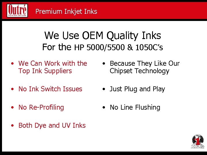 Premium Inkjet Proofing Media Premium Inkjet Inks We Use OEM Quality Inks For the