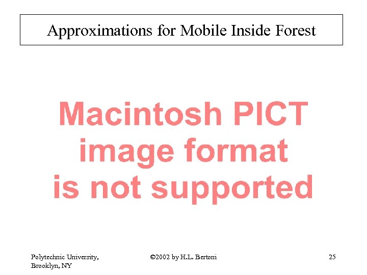 Approximations for Mobile Inside Forest Polytechnic University, Brooklyn, NY © 2002 by H. L.