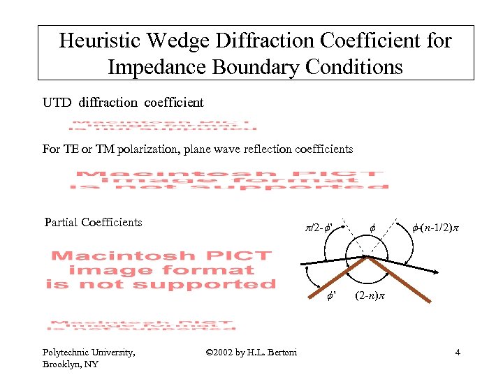 Heuristic Wedge Diffraction Coefficient for Impedance Boundary Conditions UTD diffraction coefficient For TE or