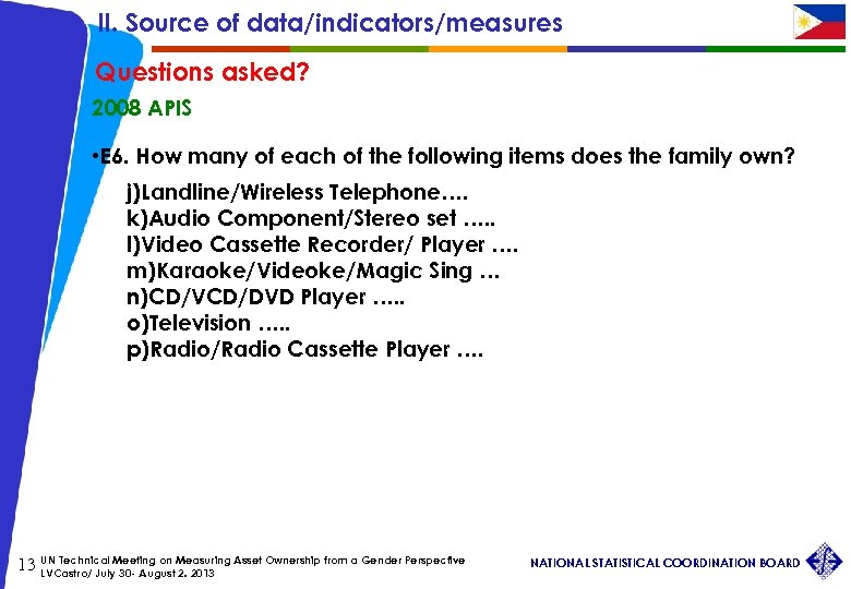 II. Source of data/indicators/measures Questions asked? 2008 APIS • E 6. How many of