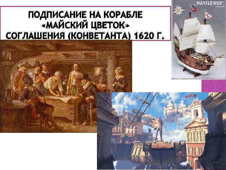 ПОДПИСАНИЕ НА КОРАБЛЕ «МАЙСКИЙ ЦВЕТОК» СОГЛАШЕНИЯ (КОНВЕТАНТА) 1620 Г. 