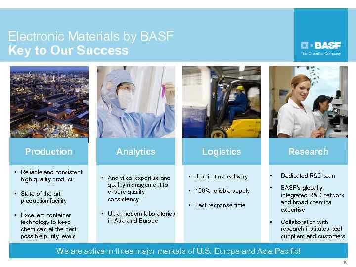 Electronic Materials by BASF Key to Our Success Production • Reliable and consistent high