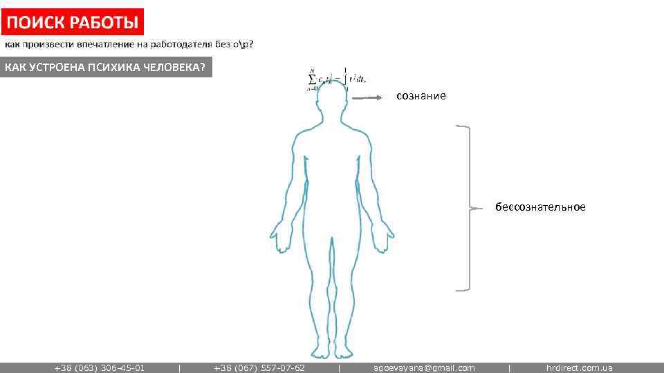КАК УСТРОЕНА ПСИХИКА ЧЕЛОВЕКА? сознание бессознательное +38 (063) 306 -45 -01 | +38 (067)