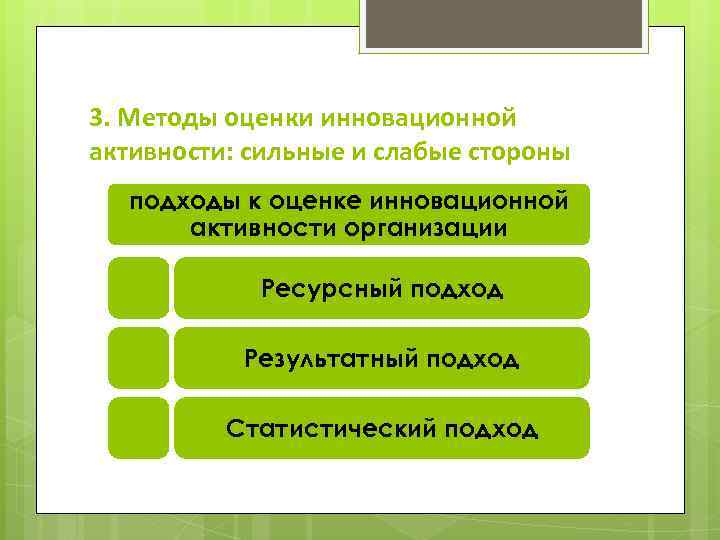 3. Методы оценки инновационной активности: сильные и слабые стороны подходы к оценке инновационной активности