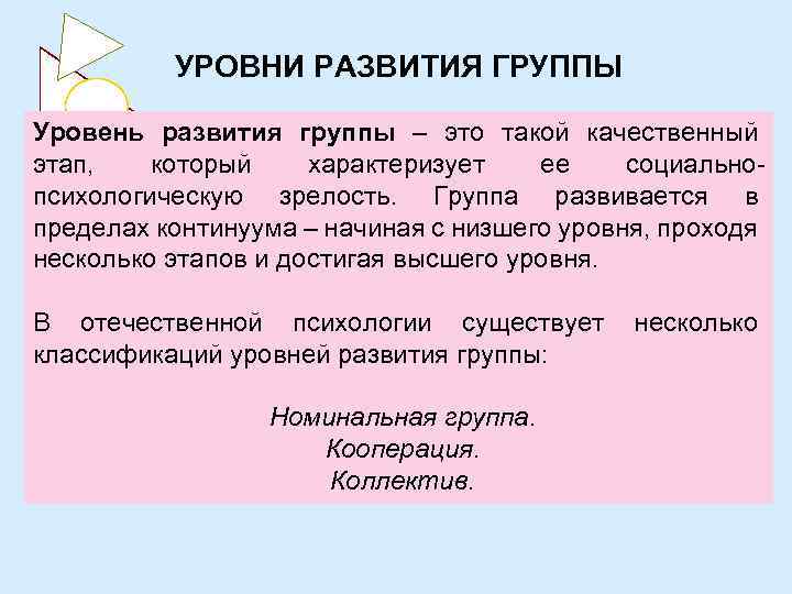 Развитие группы