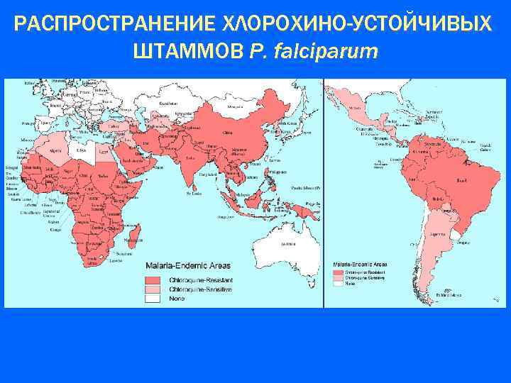 РАСПРOСТРАНЕНИЕ ХЛОРОХИНО-УСТОЙЧИВЫХ ШТАММОВ P. falciparum 