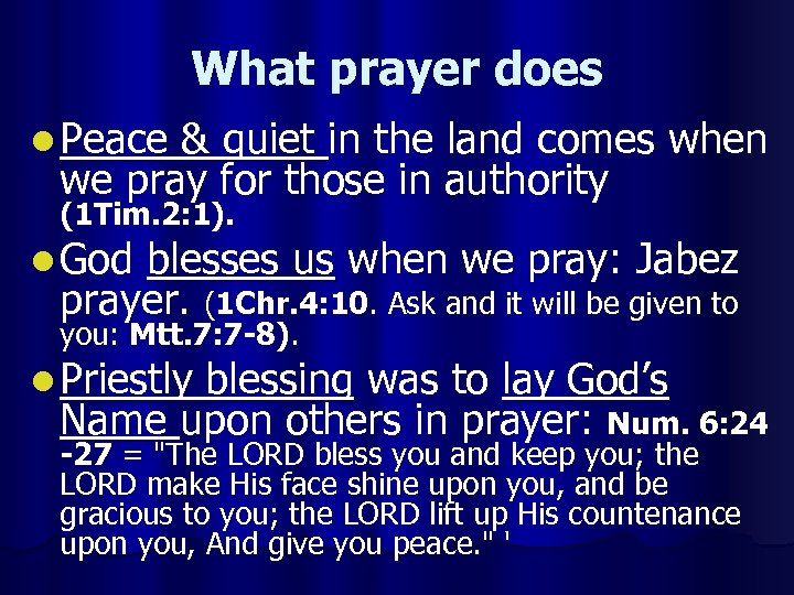 What prayer does l Peace & quiet in the land comes when we pray