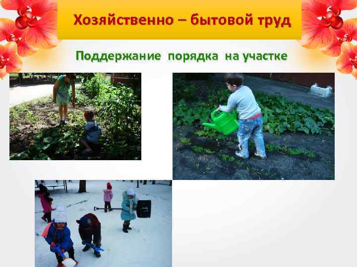 Хозяйственно – бытовой труд Поддержание порядка на участке 