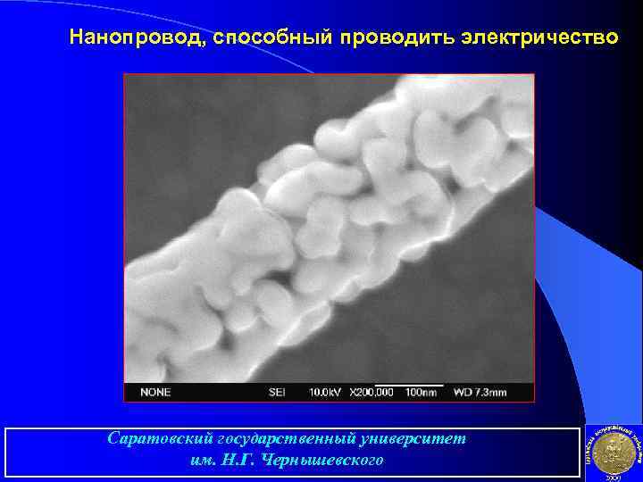 Нанопровод, способный проводить электричество Саратовский государственный университет им. Н. Г. Чернышевского 