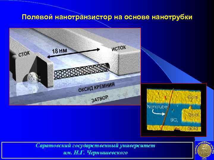 Полевой нанотранзистор на основе нанотрубки Саратовский государственный университет им. Н. Г. Чернышевского 