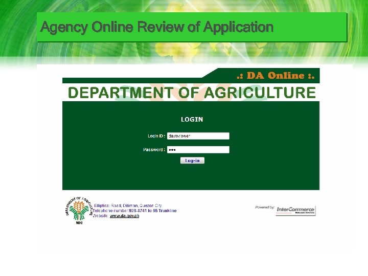 Agency Online Review of Application 