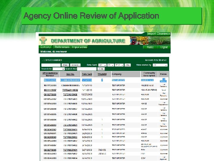 Agency Online Review of Application 