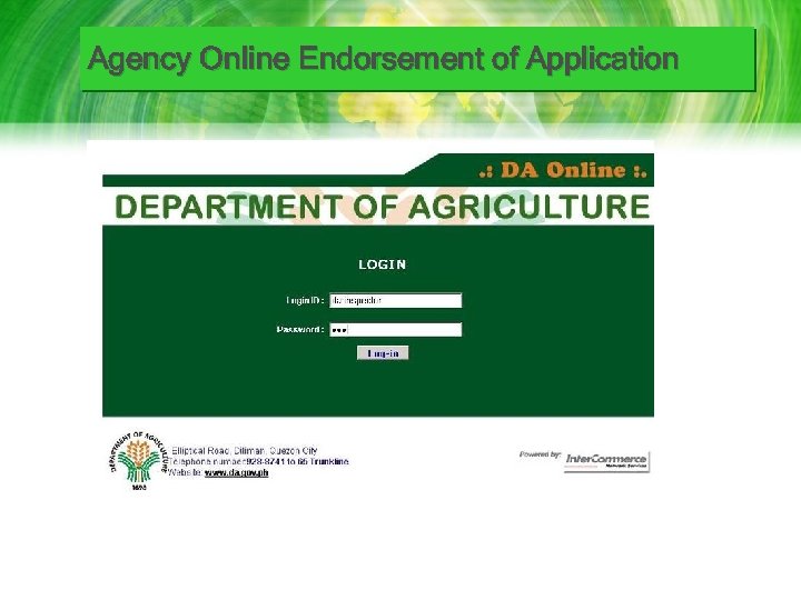 Agency Online Endorsement of Application 