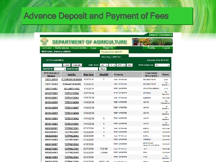 Advance Deposit and Payment of Fees 
