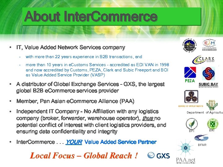 About Inter. Commerce • IT, Value Added Network Services company – with more than