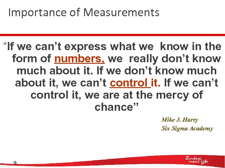Importance of Measurements “If we can’t express what we know in the form of