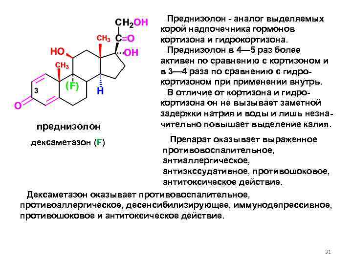 преднизолон Преднизолон - аналог выделяемых корой надпочечника гормонов кортизона и гидрокортизона. Преднизолон в 4—