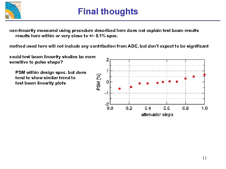 Final thoughts non-linearity measured using procedure described here does not explain test beam results