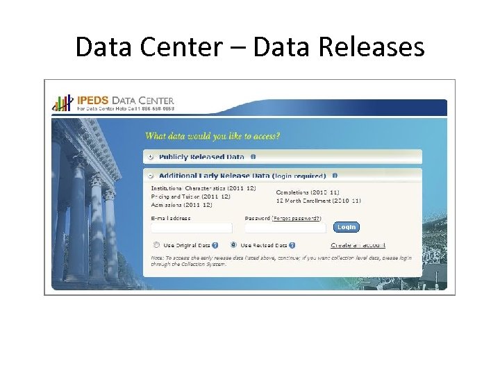 Data Center – Data Releases 