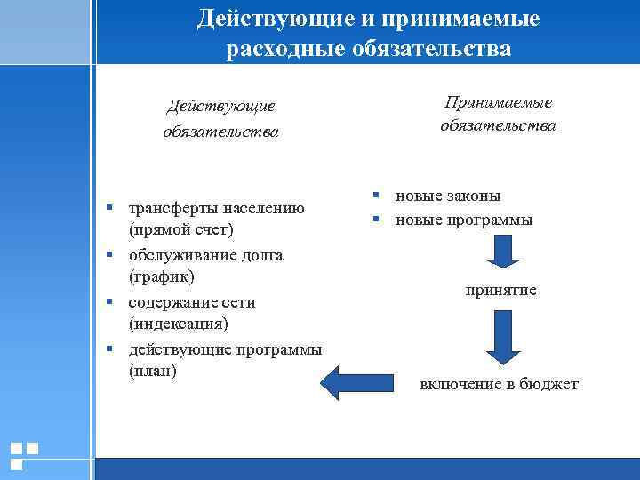 Действующие и принимаемые расходные обязательства Принимаемые обязательства Действующие обязательства § трансферты населению (прямой счет)