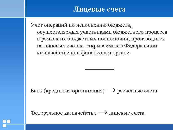 Лицевые счета Учет операций по исполнению бюджета, осуществляемых участниками бюджетного процесса в рамках их