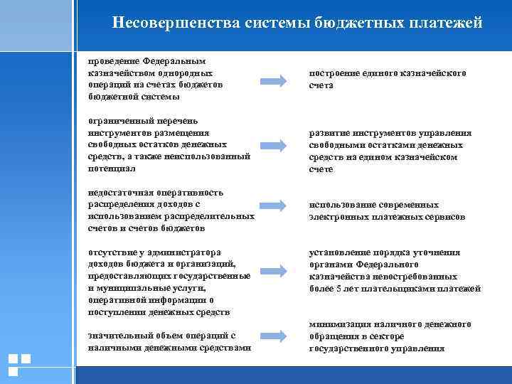 Несовершенства системы бюджетных платежей проведение Федеральным казначейством однородных операций на счетах бюджетов бюджетной системы