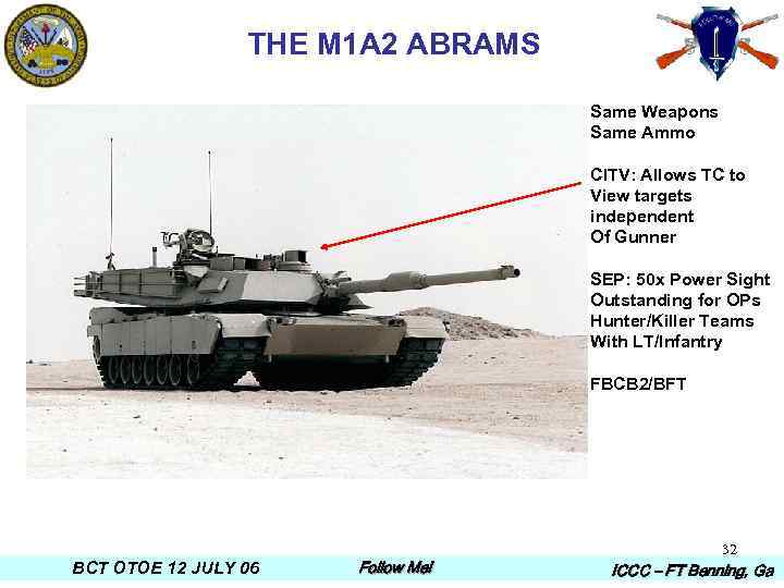 THE M 1 A 2 ABRAMS Same Weapons Same Ammo CITV: Allows TC to