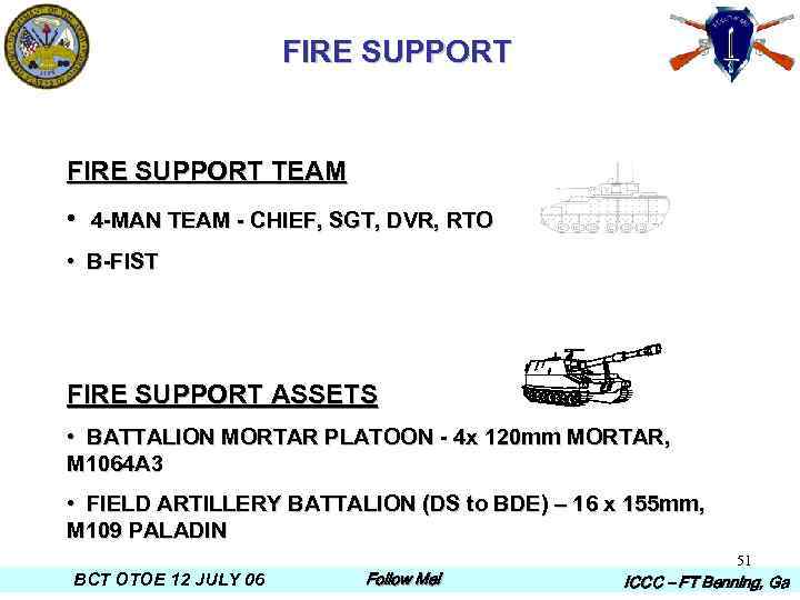 FIRE SUPPORT TEAM • 4 -MAN TEAM - CHIEF, SGT, DVR, RTO • B-FIST