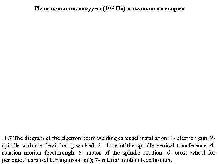Использование вакуума (10 -3 Па) в технологии сварки 1. 7 The diagram of the