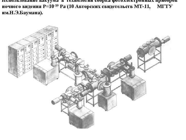 Использование вакуума в технологии cборка фотоэлектронных приборов ночного видения P=10 -10 Pa (10 Авторских