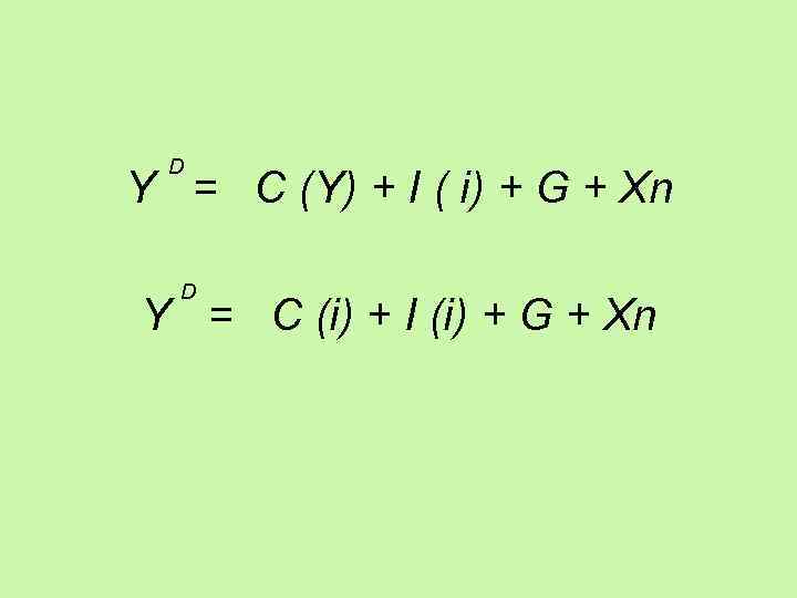 D Y = C (Y) + I ( i) + G + Xn D