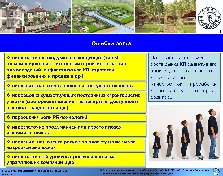 4 Ошибки роста v недостаточно продуманная концепция (тип КП, позиционирование, технологии строительства, тип домовладений,