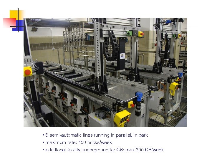 FILM DEVELOPMENT FACILITY • 6 semi-automatic lines running in parallel, in dark • maximum