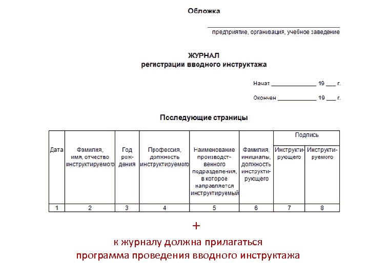 Вводный инструктаж форма