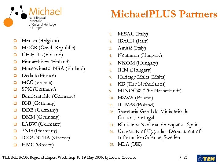 Michael. PLUS Partners 1. q q q q Menon (Belgium) MKCR (Czech Republic) UH.