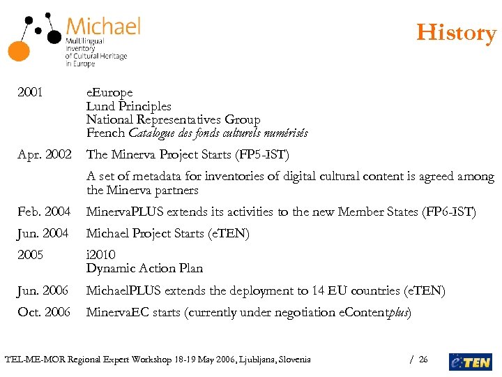 History 2001 e. Europe Lund Principles National Representatives Group French Catalogue des fonds culturels