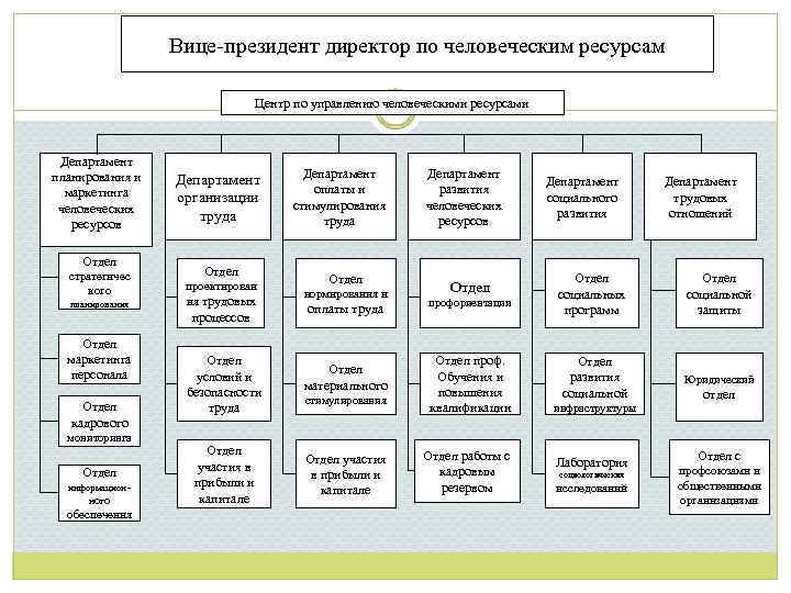 Вице-президент директор по человеческим ресурсам Центр по управлению человеческими ресурсами Департамент планирования и маркетинга