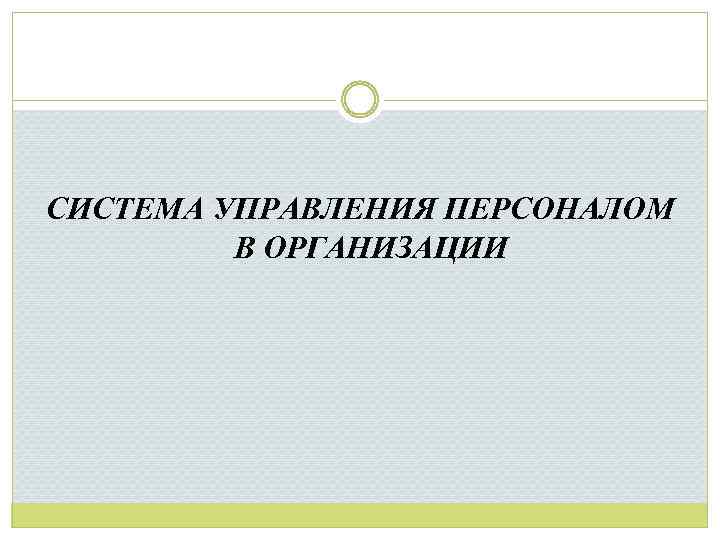 СИСТЕМА УПРАВЛЕНИЯ ПЕРСОНАЛОМ В ОРГАНИЗАЦИИ 